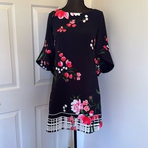 Vince Camuto Navy Dress Floral Size 8